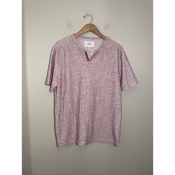 WRK Short Sleeve Tee Shirt Men’s XL Ribbed Textured Linen Blend Mauve - Picture 2 of 6